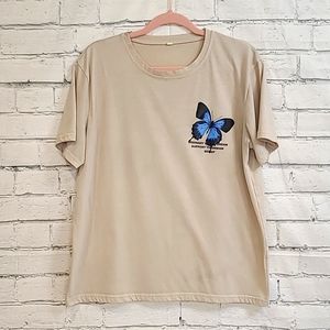 ROMWE Mens' Letter Butterfly Graphic Tee